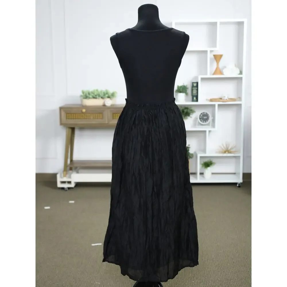 J.Crew Black Mixed Media Ribbed Tank Maxi Dress XXS Cotton Capsule Quiet Luxury